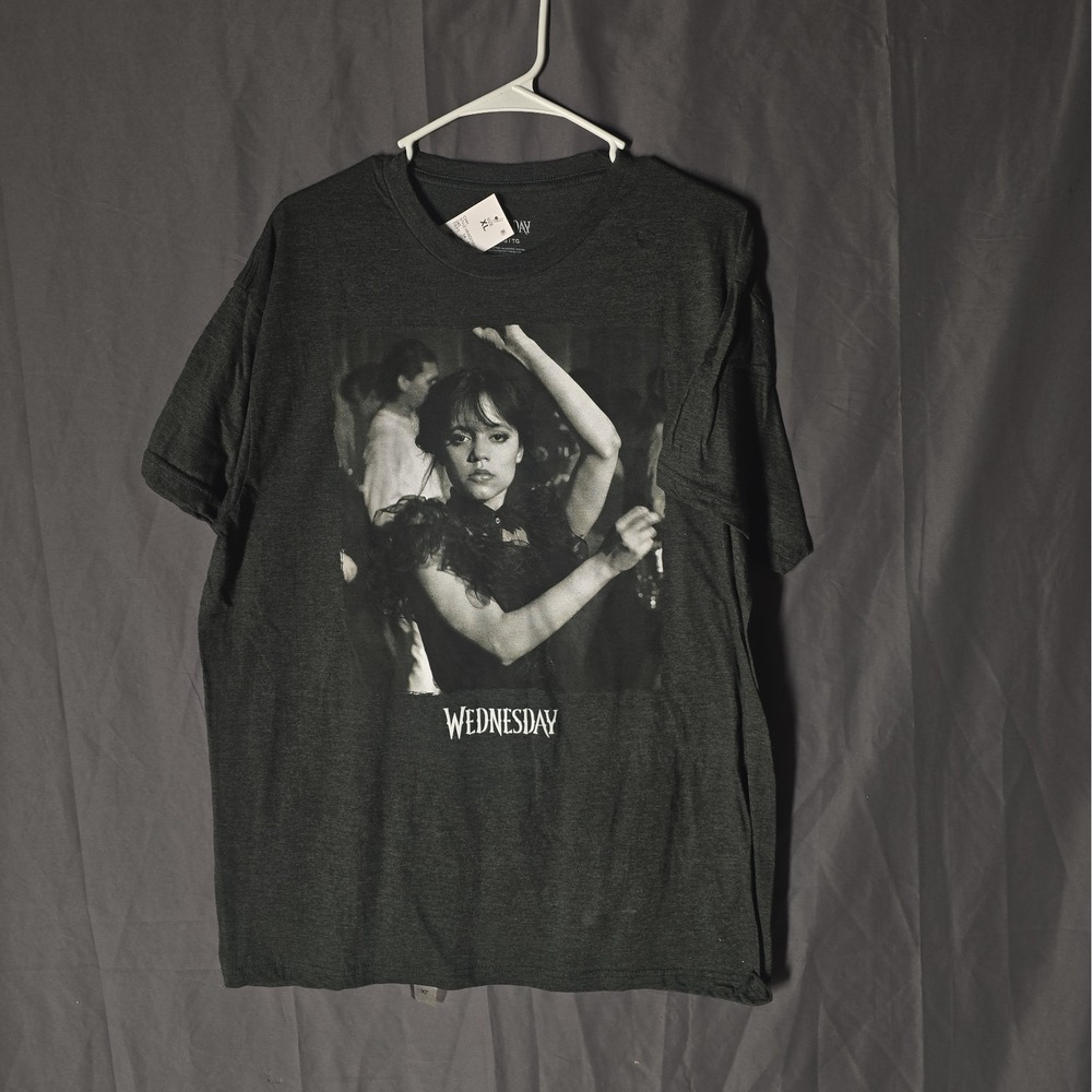 Wednesday Graphic T-Shirt in Dark Gray Size XL Gray Wednesday Addams Tee